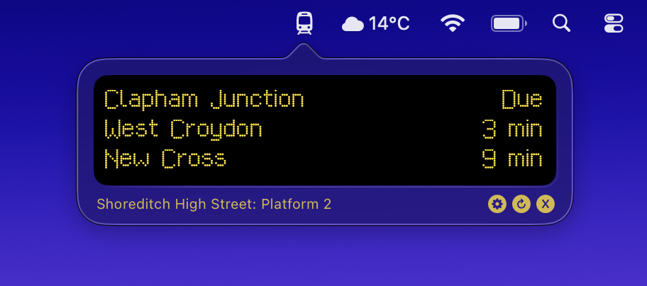 LED dot-matrix display showing London arrivals